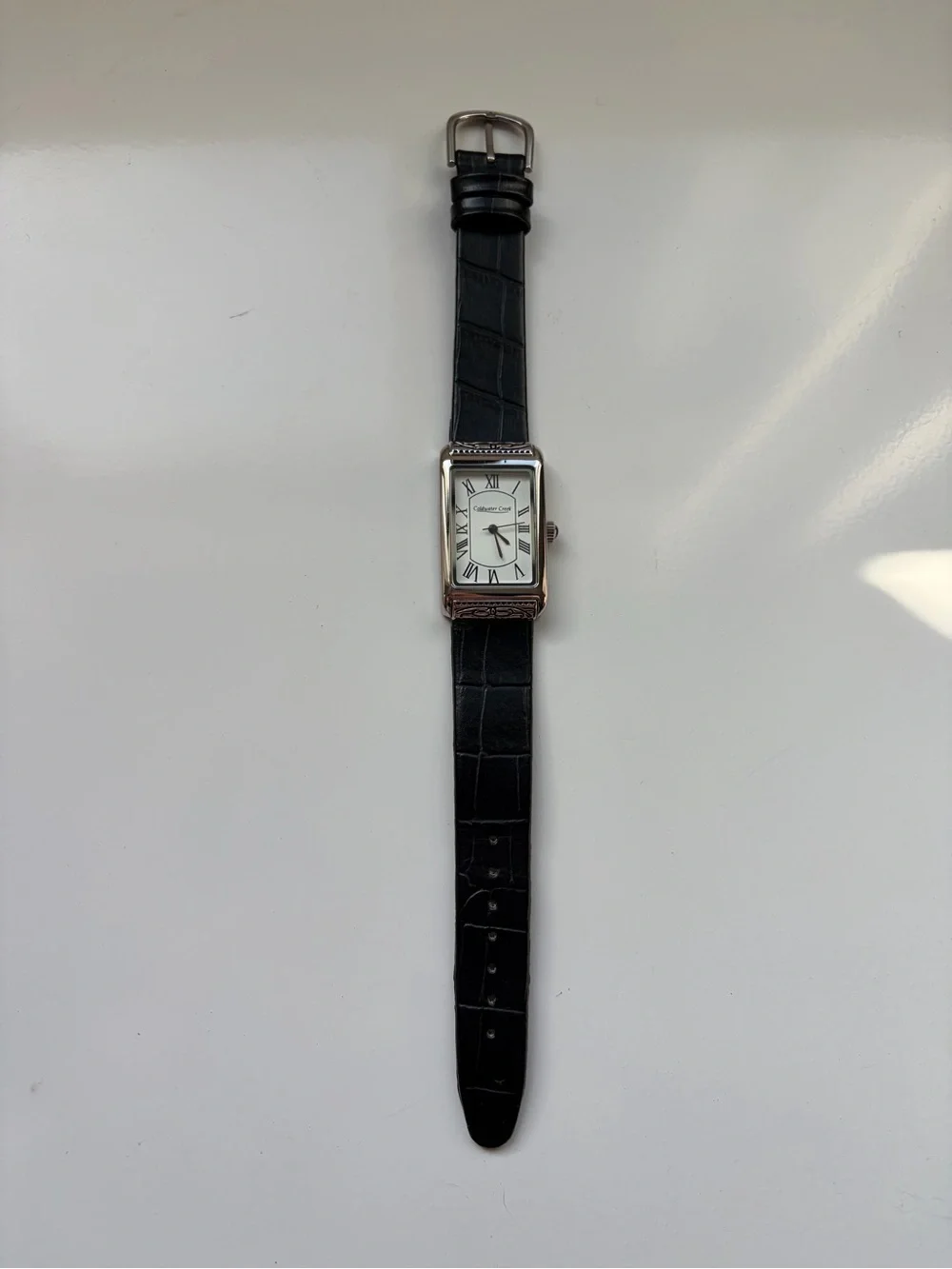 Coldwater Creek Women’s Watch/ 24mm Case/ Black Leather Band/ Works/ New Battery